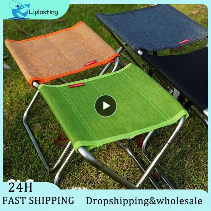 

Folding chair stainless steel Portable Picnic Camping Stool Mini Storage Fishing Chair Ultralight Furniture ferramentas Camping