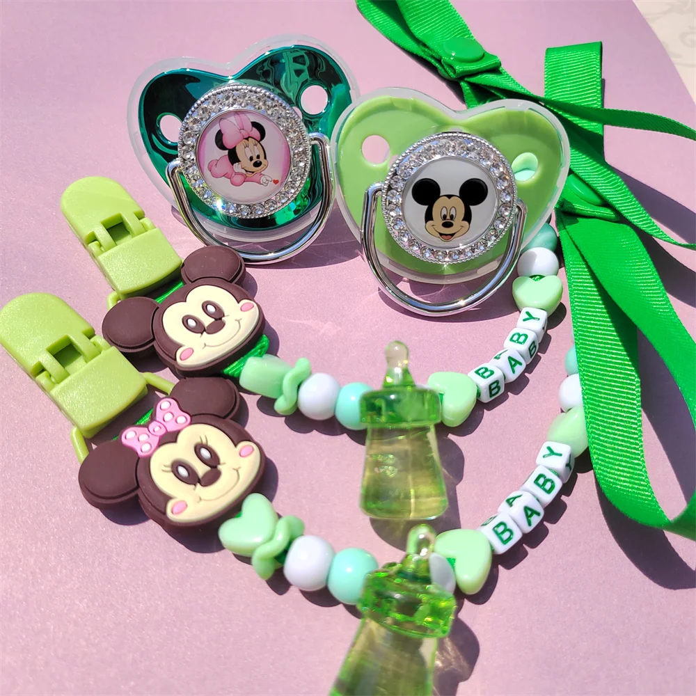

New Green Silicone Bling Lollipop and Personalized Name Clip S M L From New Born Baby To 18 Months Toddler Infant Amazing Gifts