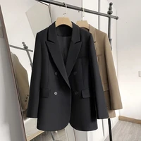 fashion street loose casual versatile coffee color coat women jaket suit style