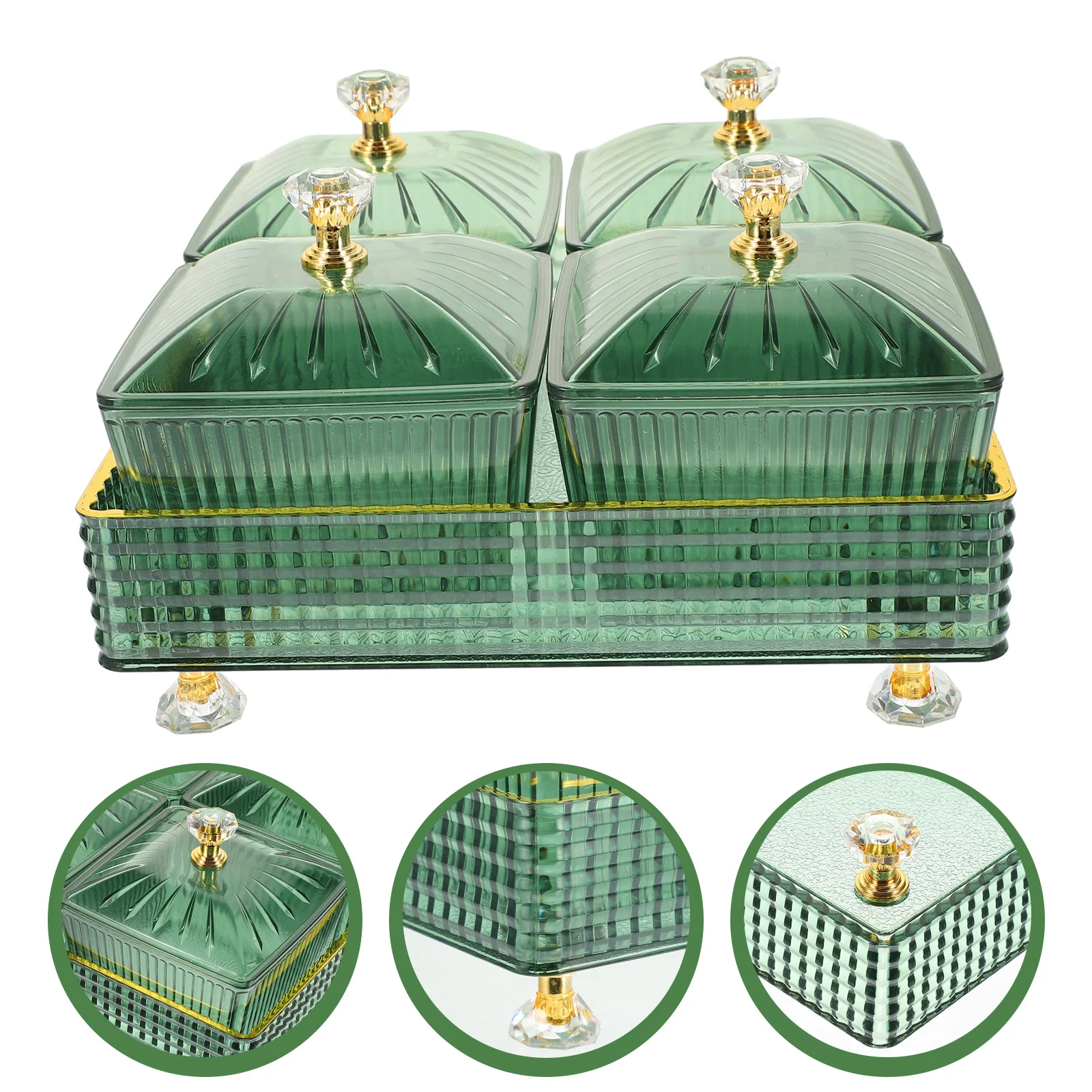 

Dry Fruit Tray Divided Snacks Dish Serving Plate Tray Nuts Plate Food Storage Box (Transparent)