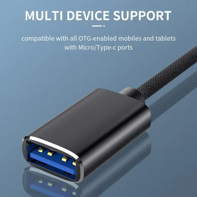 

2-in-1 USB 3.0 OTG Adapter Cable Portable Type-C Micro USB To USB 3.0 Nylon Adapter Cable Supports Most Smartphones