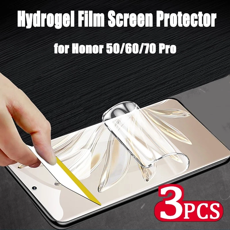 

3PCS Full Cover Hydrogel Film For Honor 50 60 70 20 10 Magic 4 Pro X8 X9 Screen Protector For Huawei P50 P40 P30 Lite Not Glass