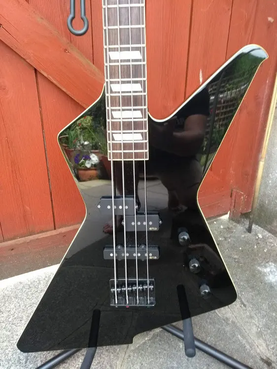 

Black DTB 400B Destroyer Electric Bass Guitar distinctive body shapes Bound Rosewood fretboard w/White block inlay Medium frets