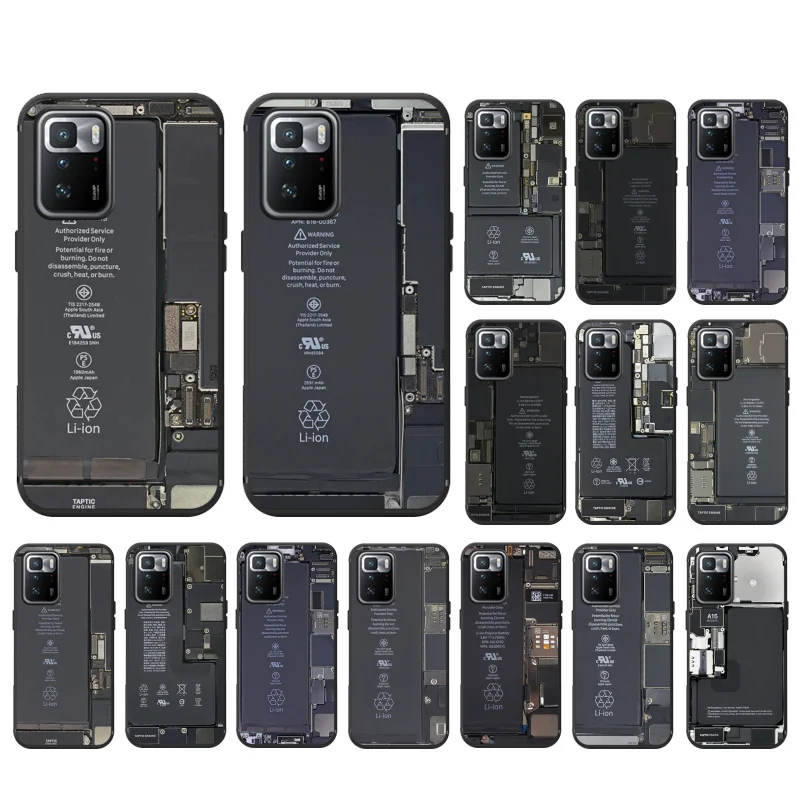 

Battery Circuit board Phone Case For Xiaomi Redmi Note 11S 11 10 Pro 9Pro 8Pro Note9 9S 10S 9T Redmi 10 10C 9C 9A Funda Capa