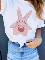 fashion short sleeve kawaii pink fat rabbit sweet 90s trend casual t shirts clothes women female summer ladies print graphic tee