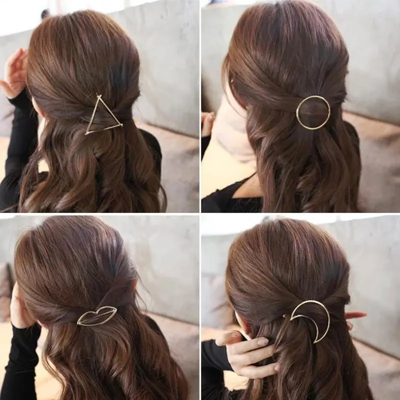 

Chic Metal Geometric Hair Clip Round Triangle Barrettes Hairpin Barrette Hair Claws Women Girls Fashion Hair Accessories Gifts