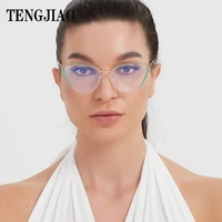 tengjiao cat eye eyeglasses women anti blue light rays computer optical spectacle frame transparent glasses female clear lens