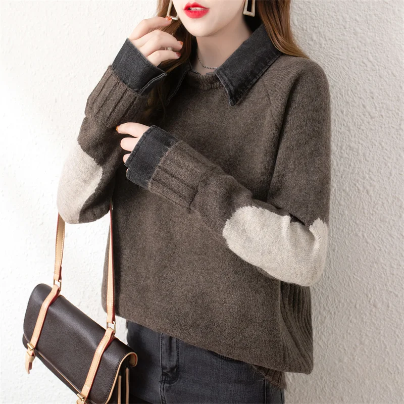 

9806 straight stitching long sleeve head conventional commuter 60 piece of pure color wool