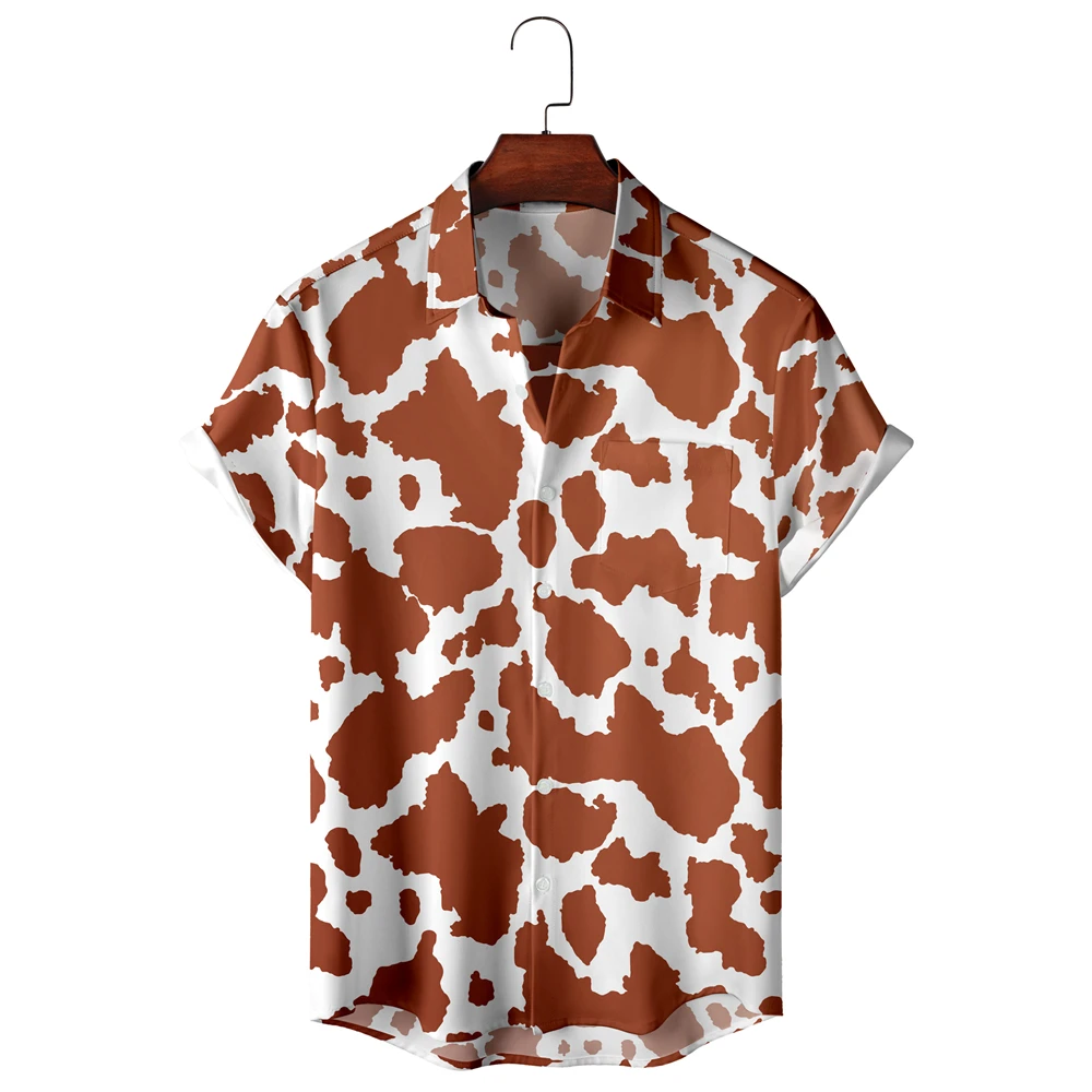 

Music Men's Shirt Funny leopard print Print Summer Lapel Oversized Shirt Casual Short Sleeve Hawaiian Shirt Beach Clothing