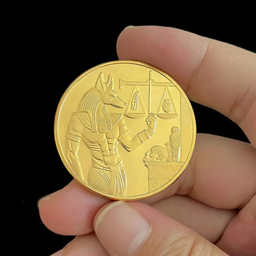 Винтажный Египет анубис бог смерти Золотая/Посеребренная монета пирамида узор