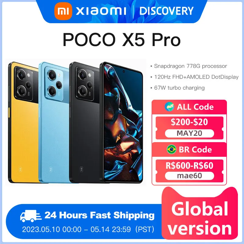 POCO X5 Pro 5G Global Version Smartphone 128GB/256GB Snapdragon 778G 120Hz Flow AMOLED DotDisplay 108MP 67W NFC