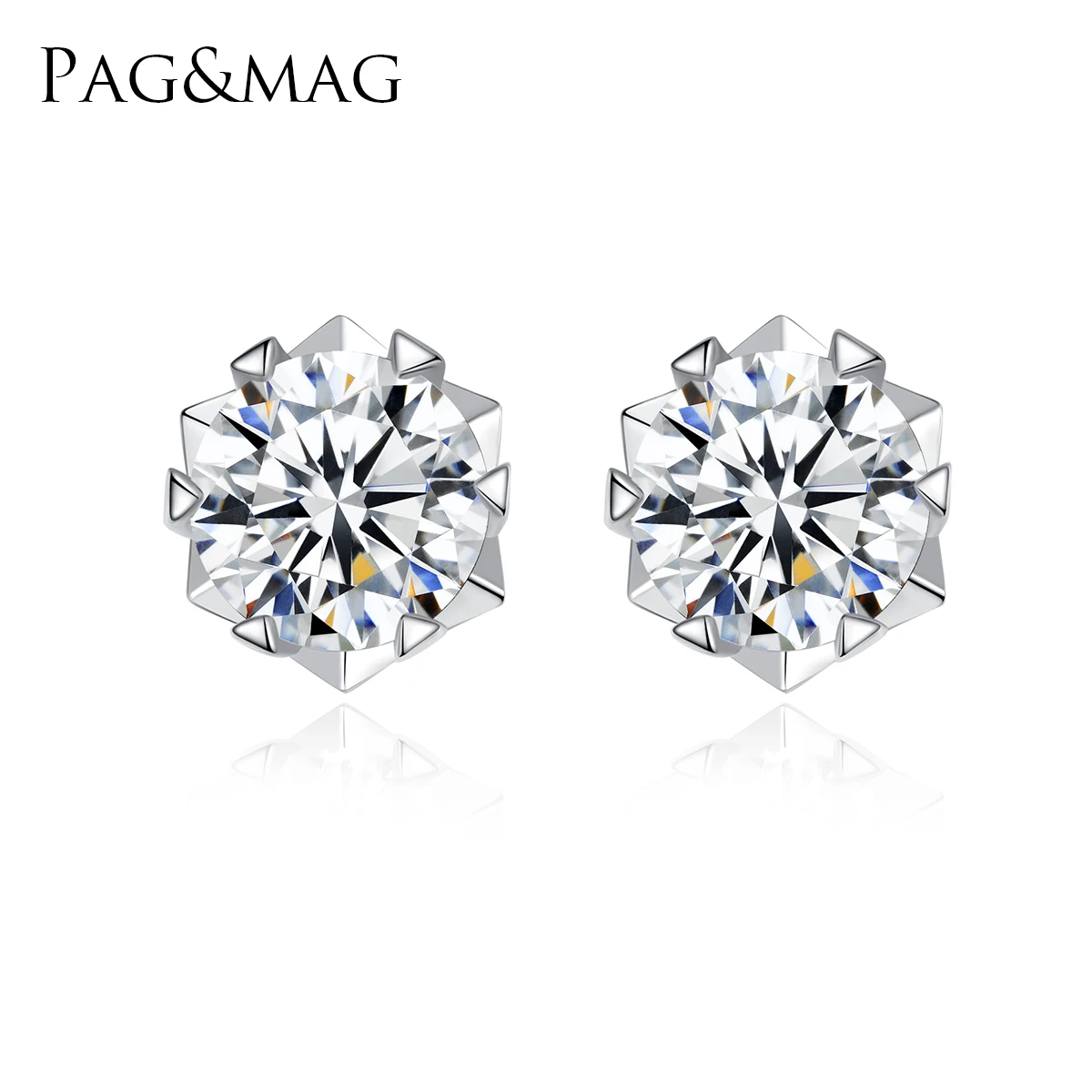 

PAG&MAG Genuine 1ct VVS Moissanite Diamond Stud Earrings for Women Solid 925 Sterling Silver Earrings Solitaire Fine Jewelry