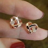 exquisite plating 14k real gold micro earrings luxury charm heart 2021 tassel girls feminia earring accessories wedding pendant