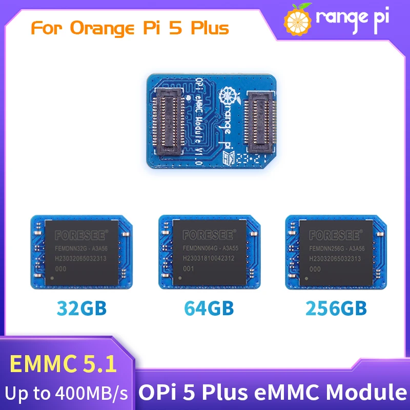 Модуль Orange Pi 5 Plus EMMC 32 Гб 64 Гб 256 ГБ EMMC 5,1 3D NAND Flash 400 Мб/с, быстрая скорость чтения и записи для планшетного ПК OTT смартфона Модуль Orange Pi 5 Plus EMMC 32 Гб 64 Гб 256 ГБ EMMC 5,1 3D NAND Flash 400 Мб/с, быстрая скорость чтения и записи для планшетного ПК OTT смартфона