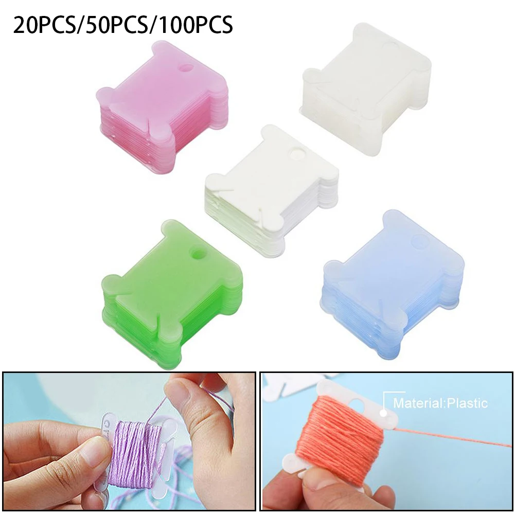 

20/50/100pc Embroidery Thread Holder Floss Craft Bobbin Cross Stitch Storage Holder Plastic Sewing Thread Board Thread Organizer