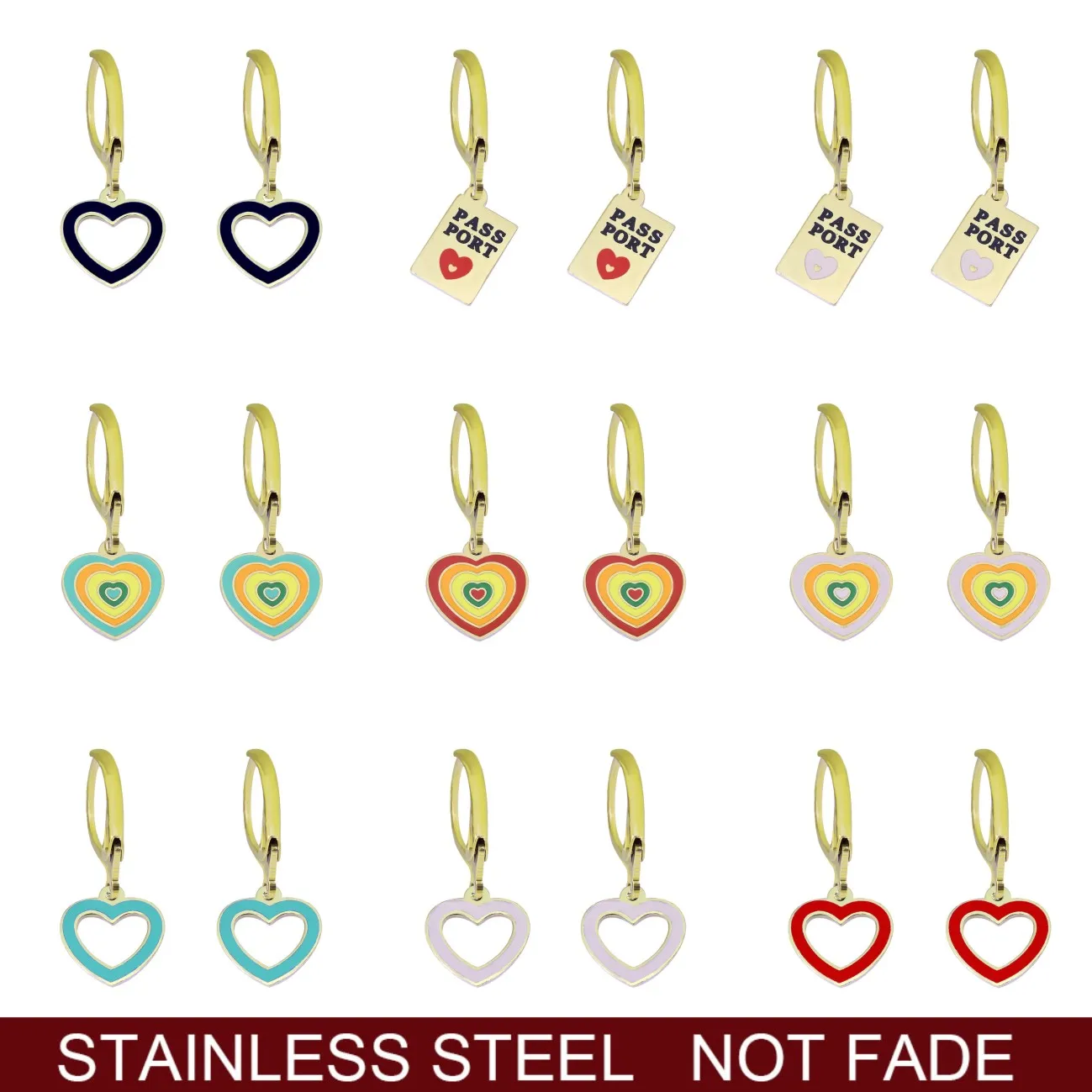 

Cute Cuff Earrings Hoop For Women Charm 9 Pcs Sets Anime Pendant Jewelry Wholesale Korean Lovely Heart 2022 New Valentines Gift