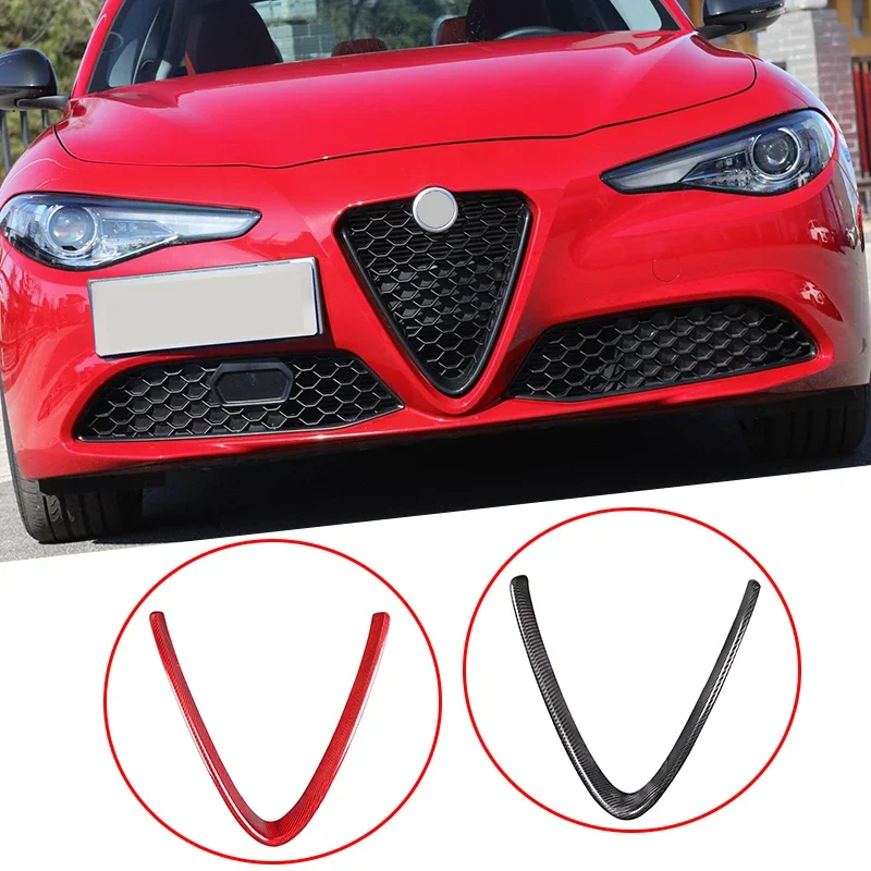 

Рамка передней решетки автомобиля из настоящего углеродного волокна, круглая отделка для Alfa Romeo Giulia 2017 2018 2019 2020, аксессуары