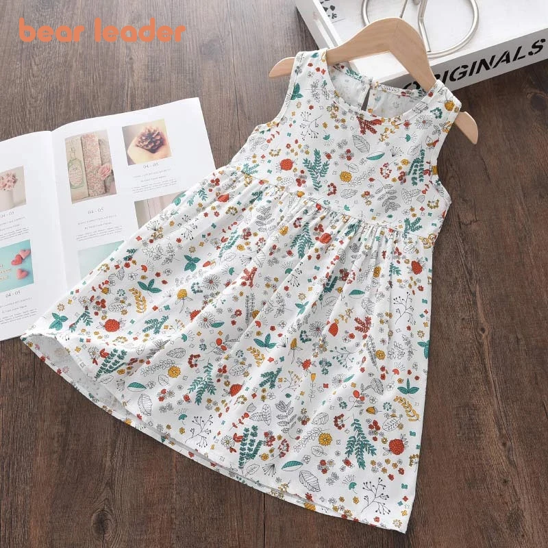 

Bear Leader Summer Girls Dress Casual Princess Dresses Sleeveless Print Flower Costumes Kids Vestidos Cotton Floral Dress 2-7Y