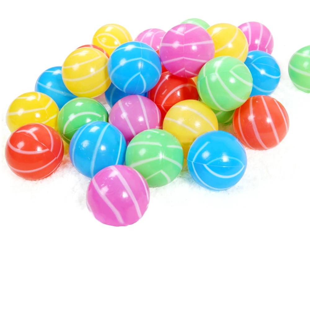 

Kids Baby 100PCS Eco-Friendly Soft Plastic Colorful Stripe Ocean Balls Ball Pits Water Pool Ocean Wave Ball Sports Ball Toy