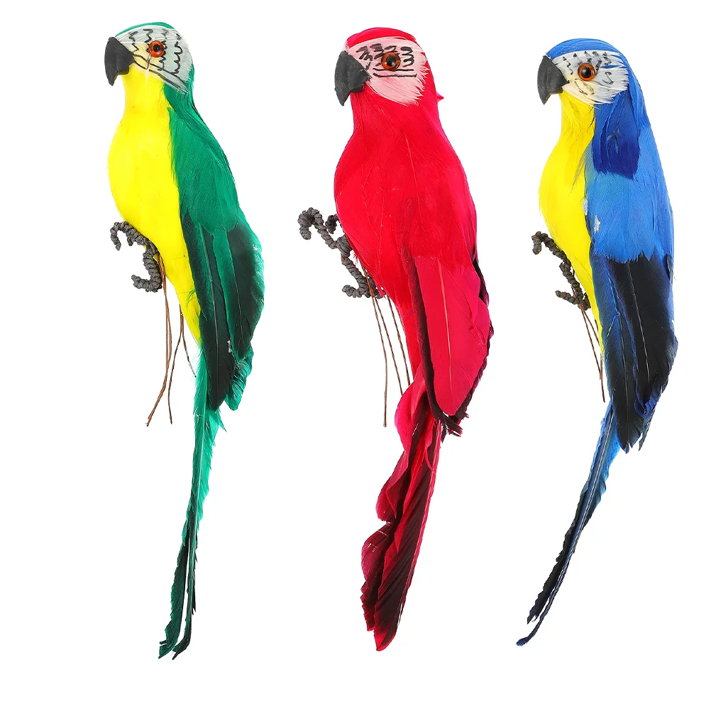

3pcs Simulation Parrot Models Chic Fake Parrot Decorations Home Ornaments
