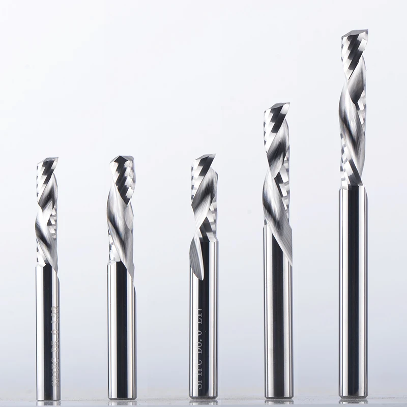 1 шт., спиральные компрессионные однофлейтовые твердосплавные фрезы вверх и вниз, фрезерный инструмент, компрессионные фрезы по дереву, концевые фрезы