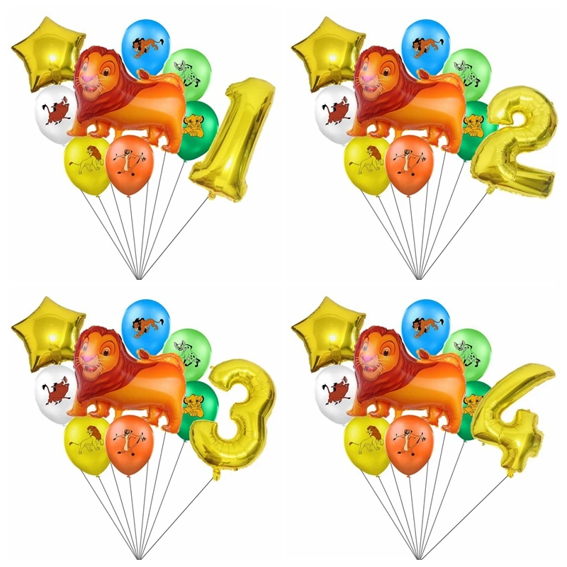 9 шт. Король Лев Фольгированные Воздушные Шары с Номером Baby Shower 1 2 3 4 5 6 7 8 украшения