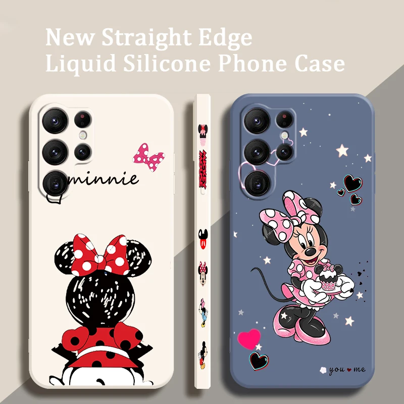 

Mickey Minnie Disney Love Art Phone Case For Samsung Galaxy S23 S22 S21 S20 FE S10 Plus Lite Ultra 5G TPU Liquid Left Rope Cover