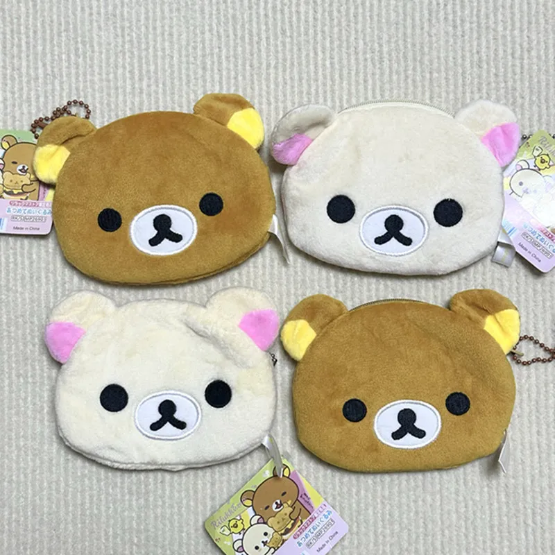 Милый Kawaii Rilakkuma плюшевый кошелек для монет женский Korilakkuma Bear Face аниме держатель