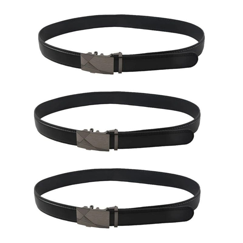 

3X Luxury Black Leather Automatic Mens Casual Waistband Waist Strap Belt Belts