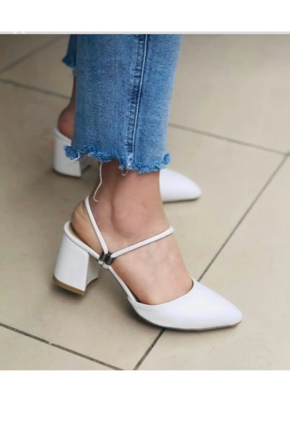 

Women white heels slippers