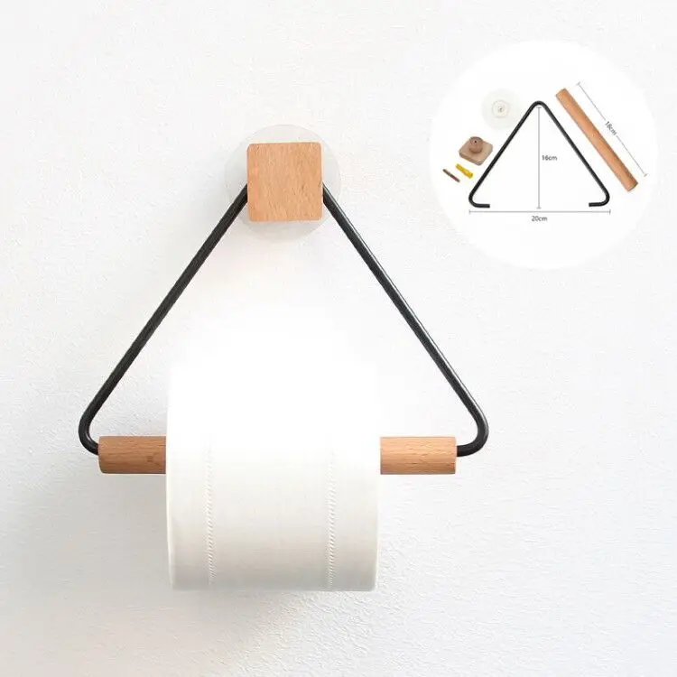 modern black gold stainless steel toilet paper holder wall mounted towel rack wooden stick paper roll holder for bathroom decor free global shipping