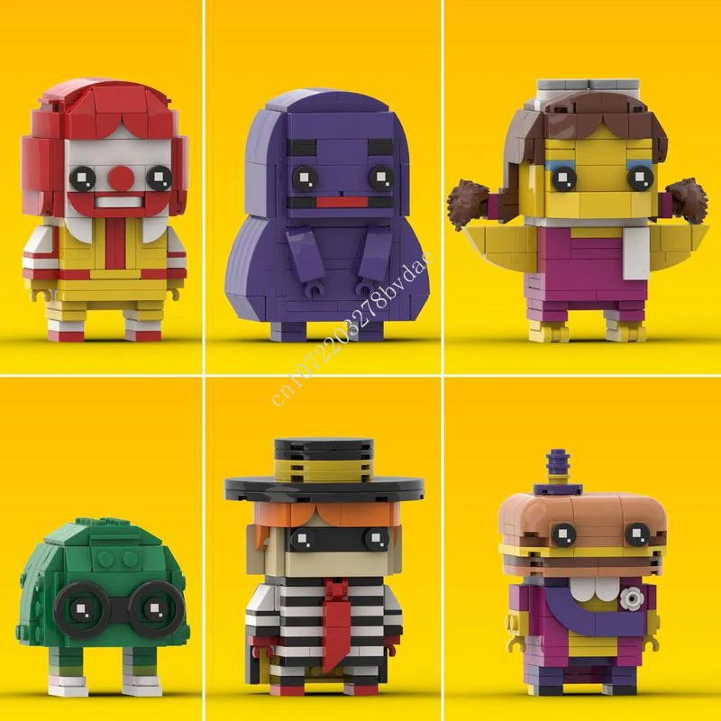 

MOC Cartoon Figures Mascot,Grimace,Birdie the Early Bird,Kids,Hamburglar,Mayor of Hamburg Brickheadz Building Blocks Toys Gifts