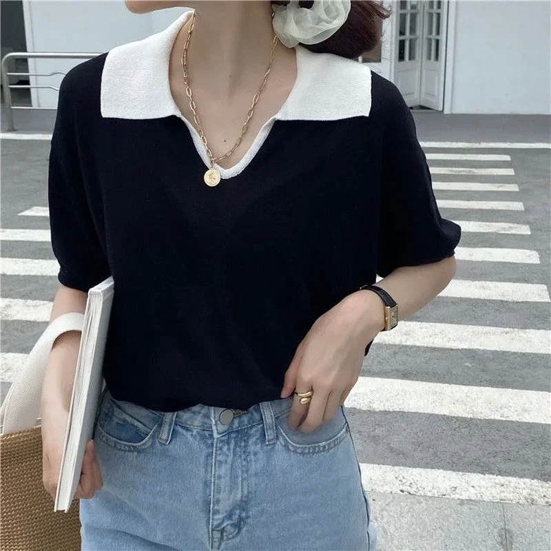 T-shirts Women Summer Basic Ulzzang Tender Minimalist Prevalent Casual Streetwear Comfort Thin All-match Unisex Vintage Knitted |