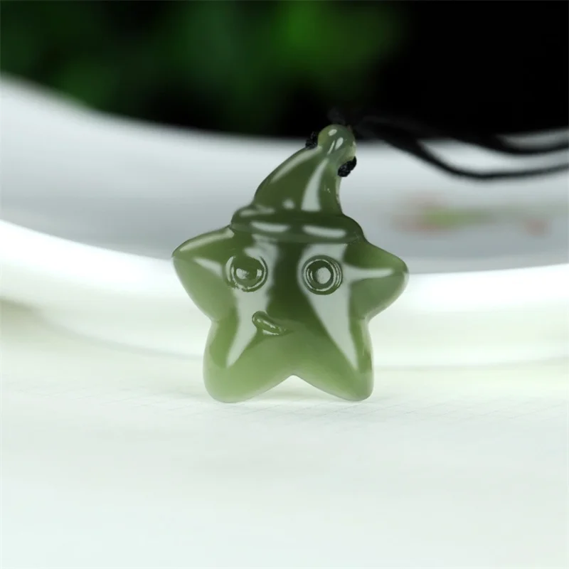 

Hot Selling Natural Hand-carve Hetian Yu Cyan Star Necklace Pendant Fashion Jewelry Accessories Men Women Luck Gifts1