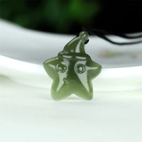 hot selling natural hand carve hetian yu cyan star necklace pendant fashion jewelry accessories men women luck gifts1