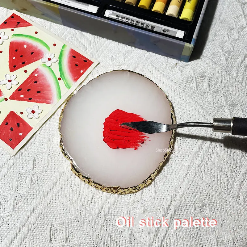 

Art Supplies Oil Stick Palette Transparent Resin Palette Calligraphy Paperweight Pendulum Props Fire Paint Stamp Pad