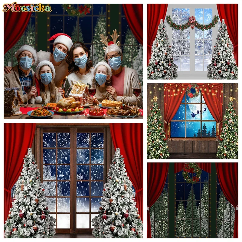 Mocsicka Рождественские украшения фон для фотосъемки Рождественская елка красные