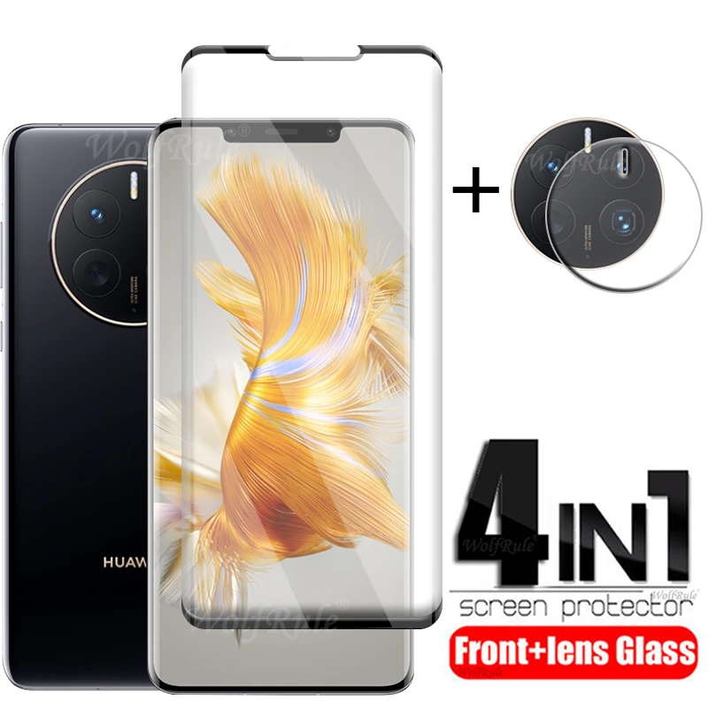 

4-in-1 For Huawei Mate 50 Pro Glass For Mate 50 Pro Tempered Glass 9H Curved Screen Protector For Huawei Mate 50 Pro Lens Film