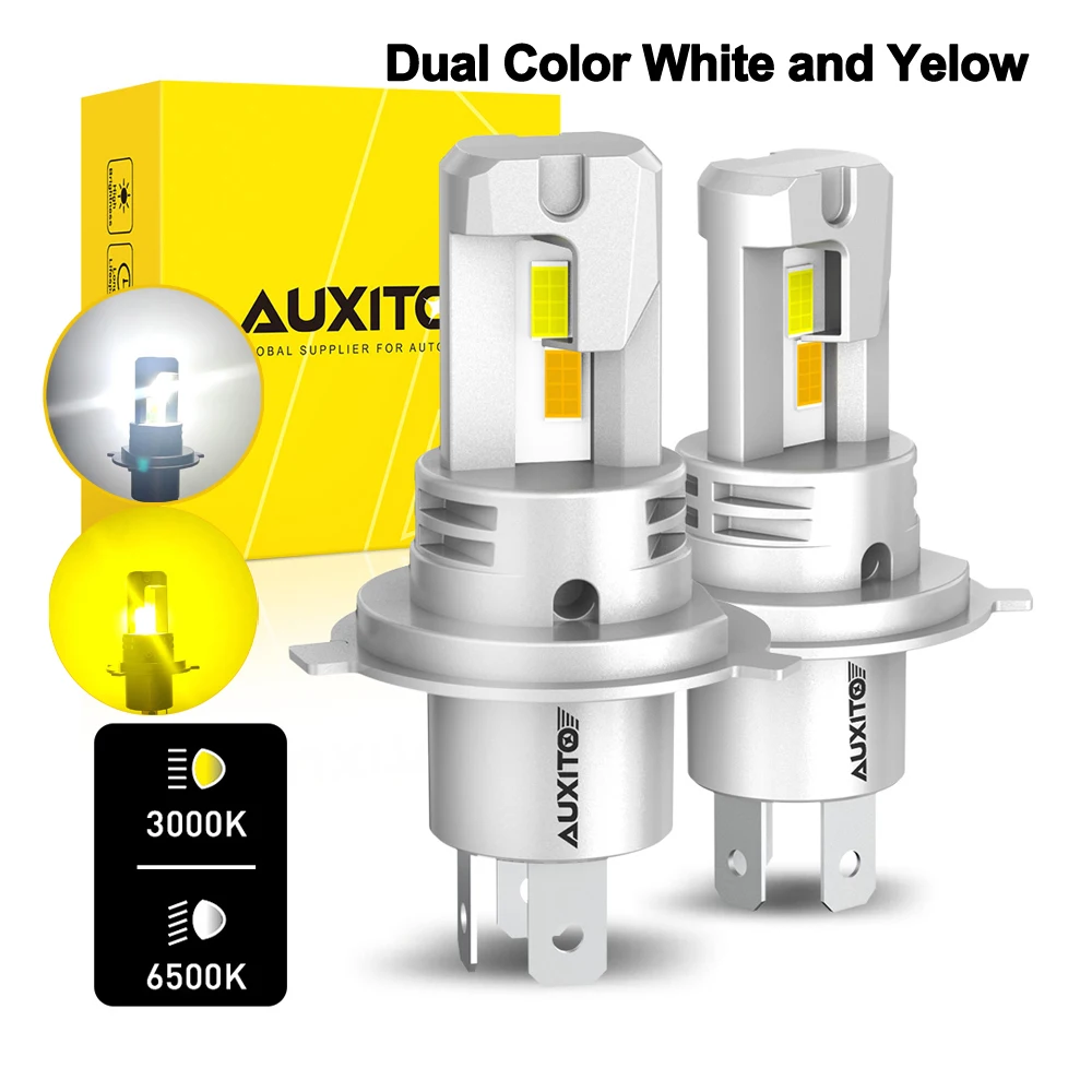 

AUXITO 2 шт. H4 светодиодные лампы для фар Canbus дальнего ближнего света двойной цвет белый желтый H4 9003 HB2 светодиодные диодные лампы автомобильный свет 20000LM 12V