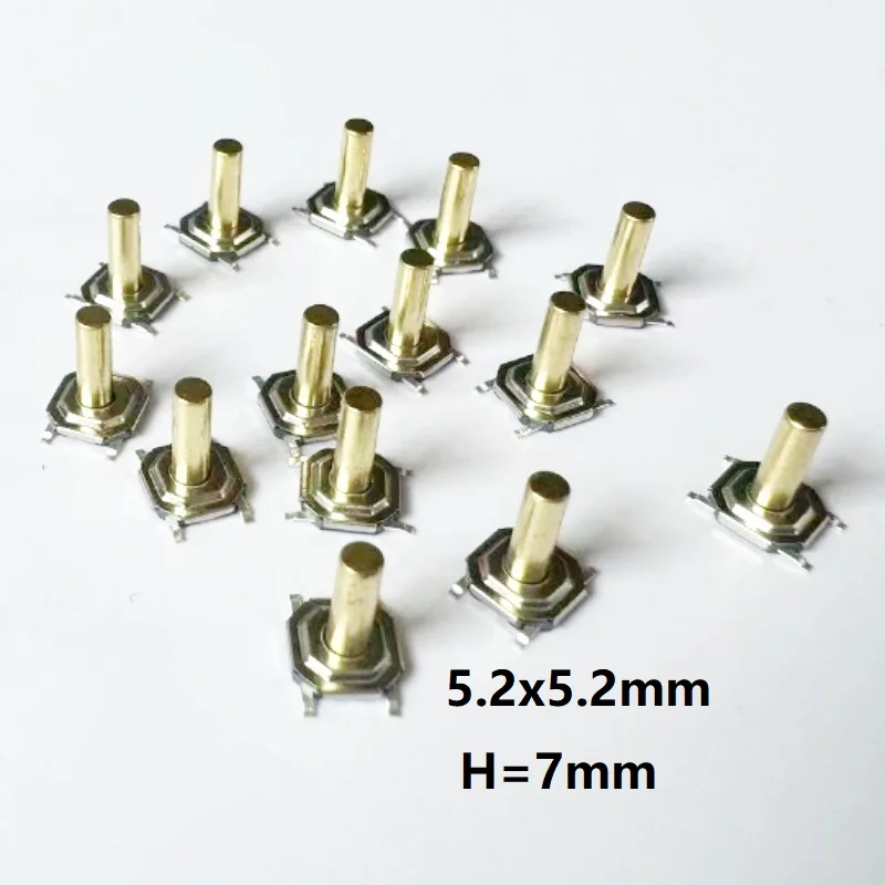 

20 шт., металлический кнопочный выключатель 5,2x5,2x7,0 мм, тактовый выключатель, мгновенная тактическая Кнопка SMT, 4-контактная мини-кнопка, 260 граммов