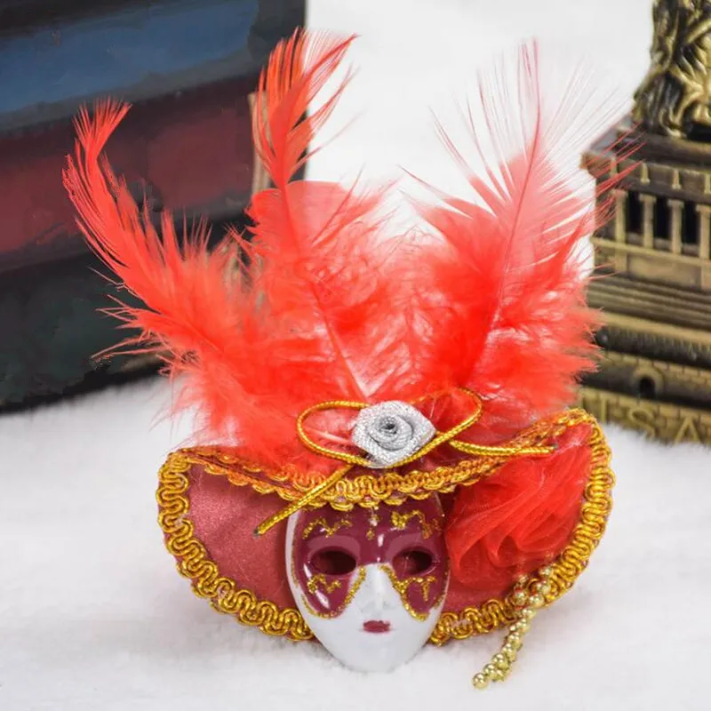 

12pcs Mini Venetian Top Hat Feather Mask Fridge Magnet Wall Stickers Tourist Souvenirs Collection Crafts Party Birthday Wedding