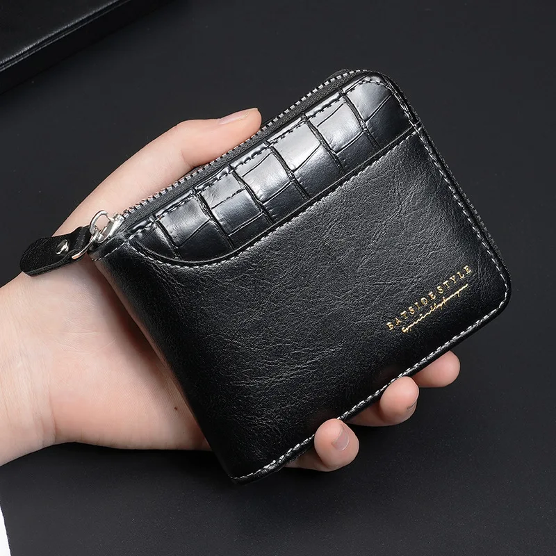 Мужской кошелек держатель для карт карман монет на молнии модные мужские