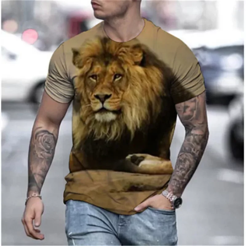 

NEW IN Summer Cool Style Hip Hop T-shirt Men's Print Yin Yang 3D Lion T-shirt Harajuku Men's 2021 Top Asia