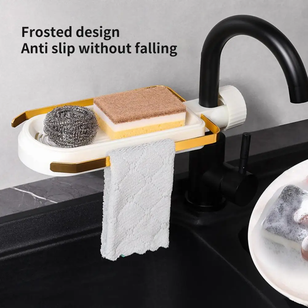 

Durable Anti-deformed Durable Side Towel Hanging Design Kitchen Faucet Sponge Drainer Home Supplies Faucet Rack Faucet Rack