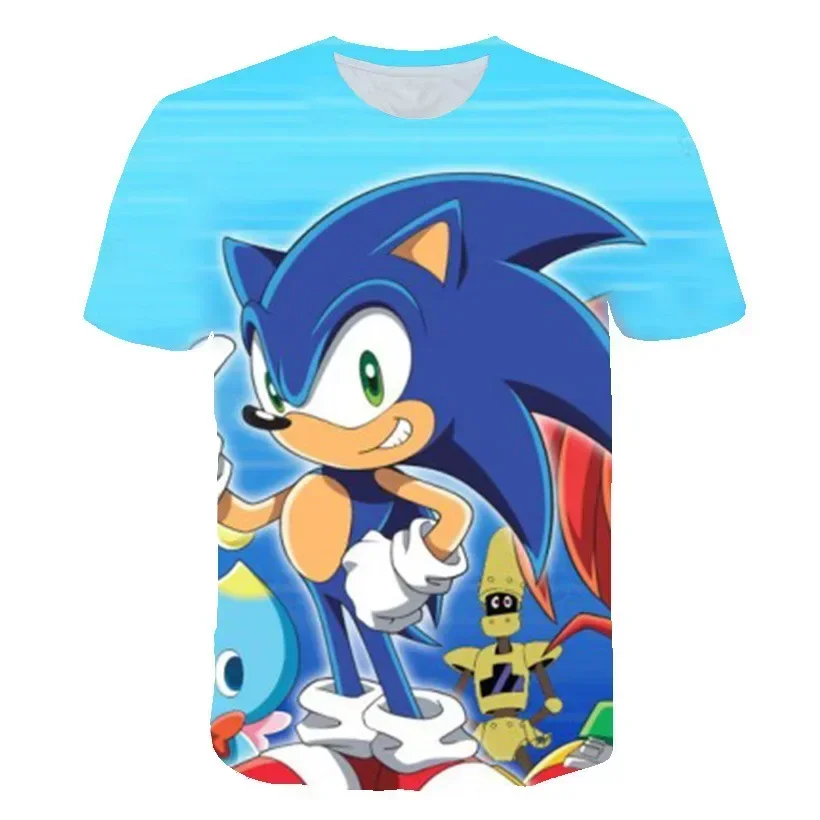 T-shirt 2024 Children's Clothes Sonic 3D for Kids Boys and Girls Cartoon Printing Animation Cosplay Clothing Accessories