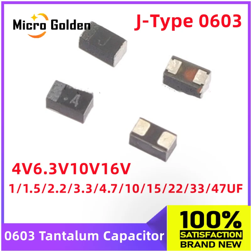 

(50pcs) 0603 J-Type SMD Tantalum Capacitor 4V 6.3V 10V 16V 1UF/1.5UF/2.2UF/3.3UF/4.7UF/10UF/15UF/22UF/33UF/47UF Black