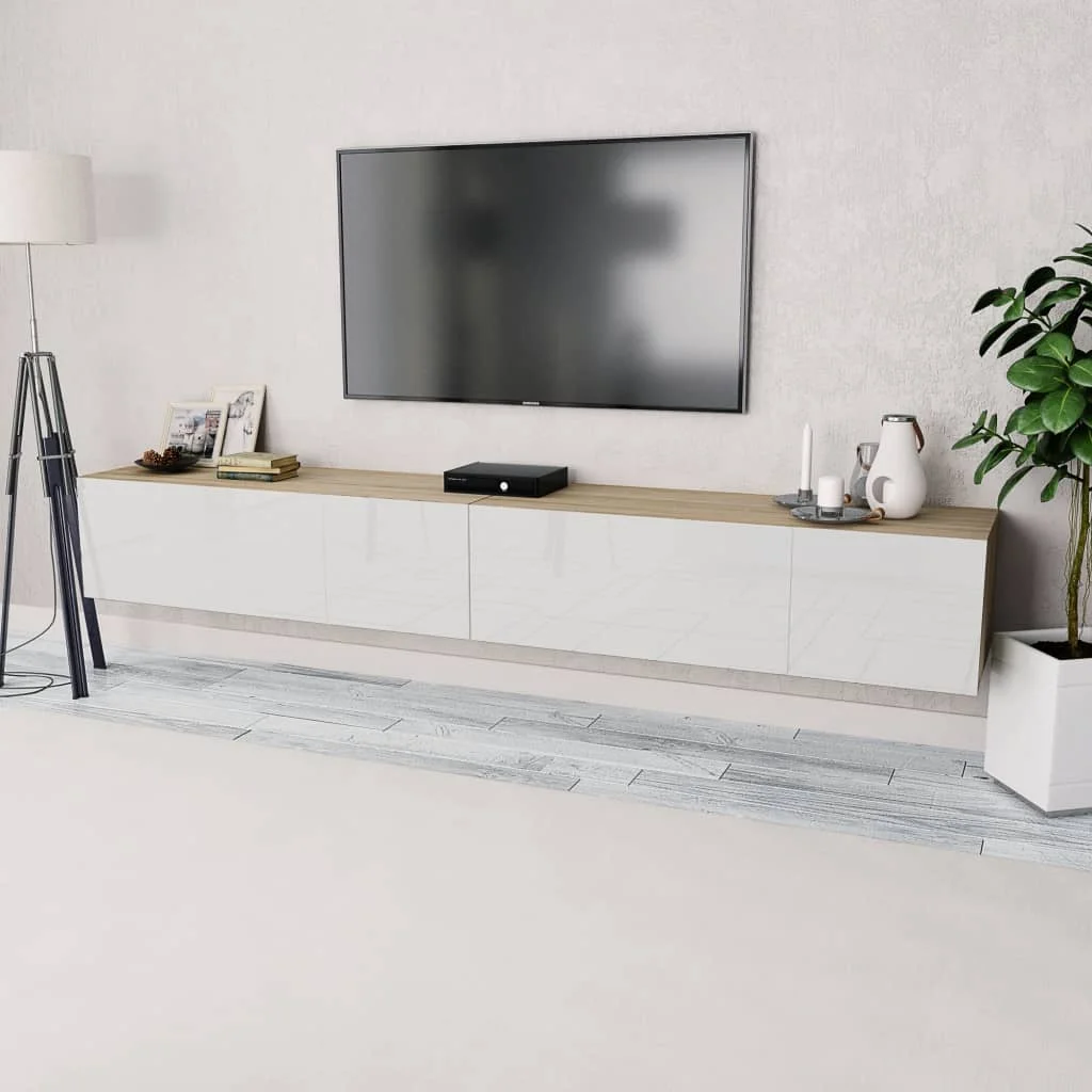 

2 pcs agglomerated TV cabinet 120x40x34 cm Oak and glossy white