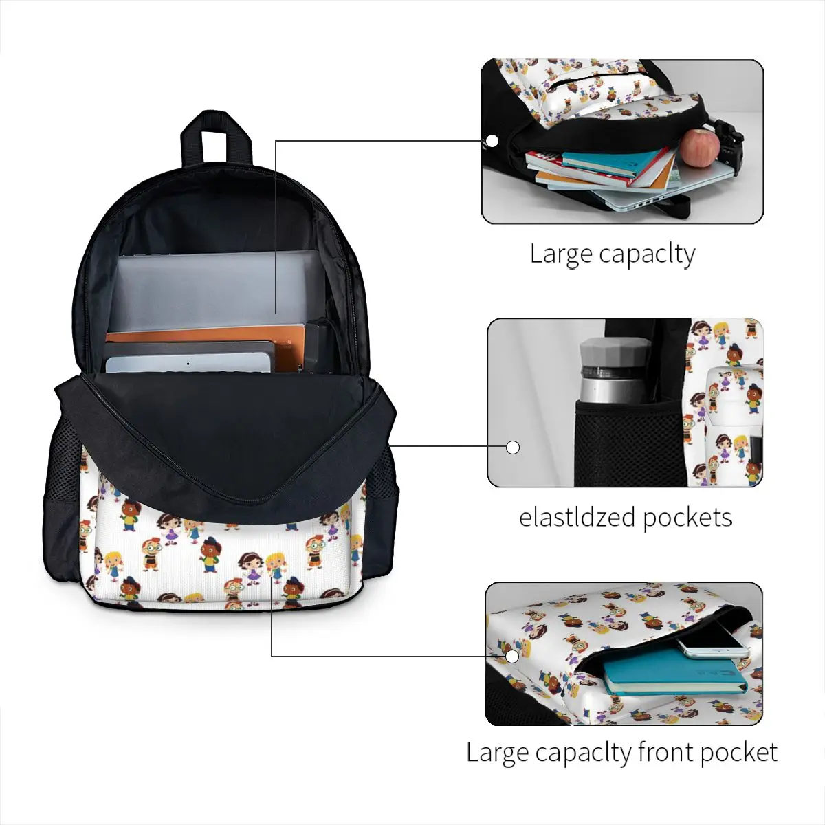Фото Рюкзак Little Einsteins Squad Happy Backpack, школьная сумка для книг, детская школьная сумка, сумки через плечо для компьютера для мальчиков и девочек №3