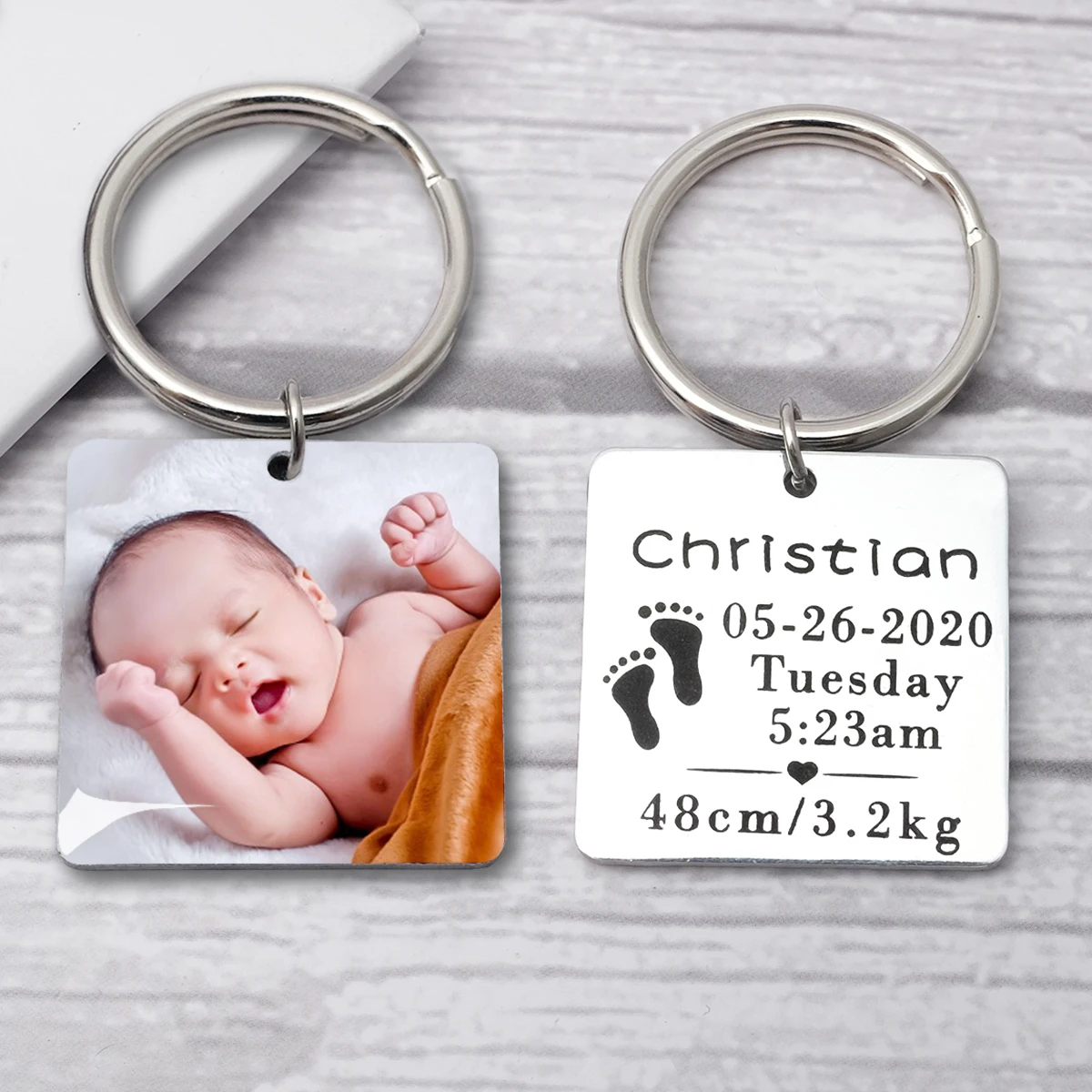 

Personalized New Baby Keychain,Baby Arrival Keychain,Baby Announcement Keyring,Baby Stats Gifts,New Baby Gift for Mom Dad