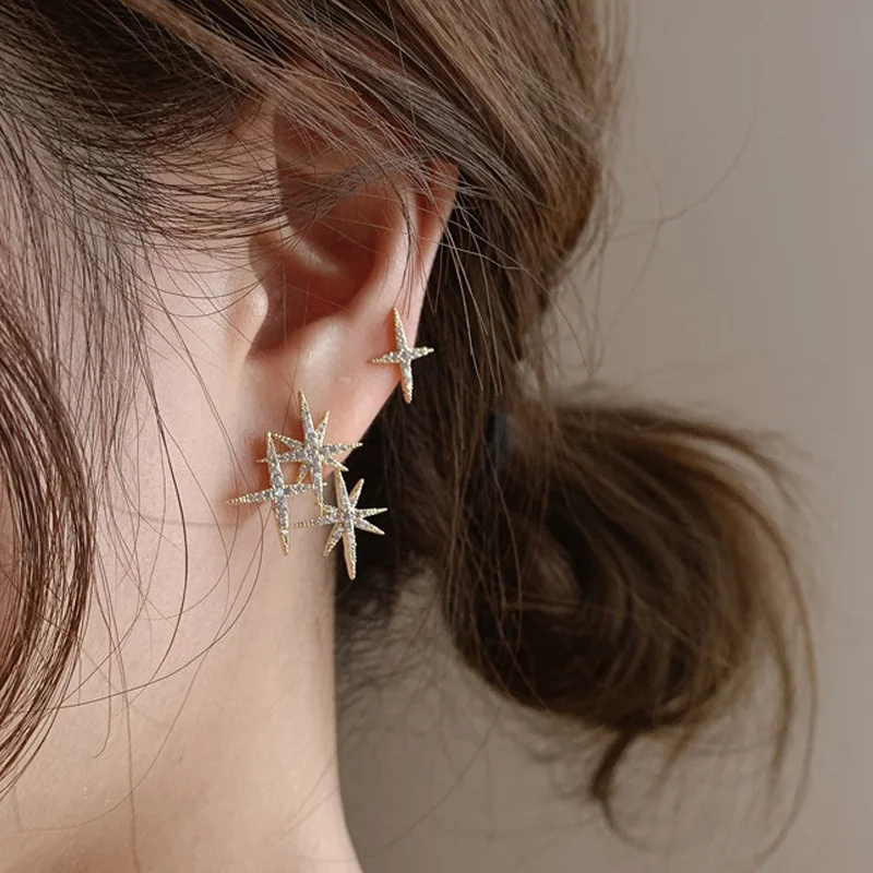 

Асимметричные серьги из серебра S925 пробы с супервспышкой, серьги с бриллиантами из циркония, универсальные женские серьги в женском стиле, ...